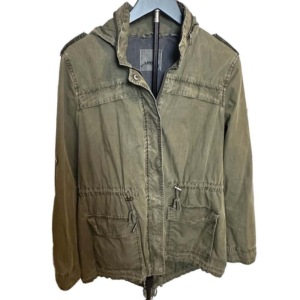 Levi's Women's Army Green Cotton Hooded Military Utility Anorak Jacket